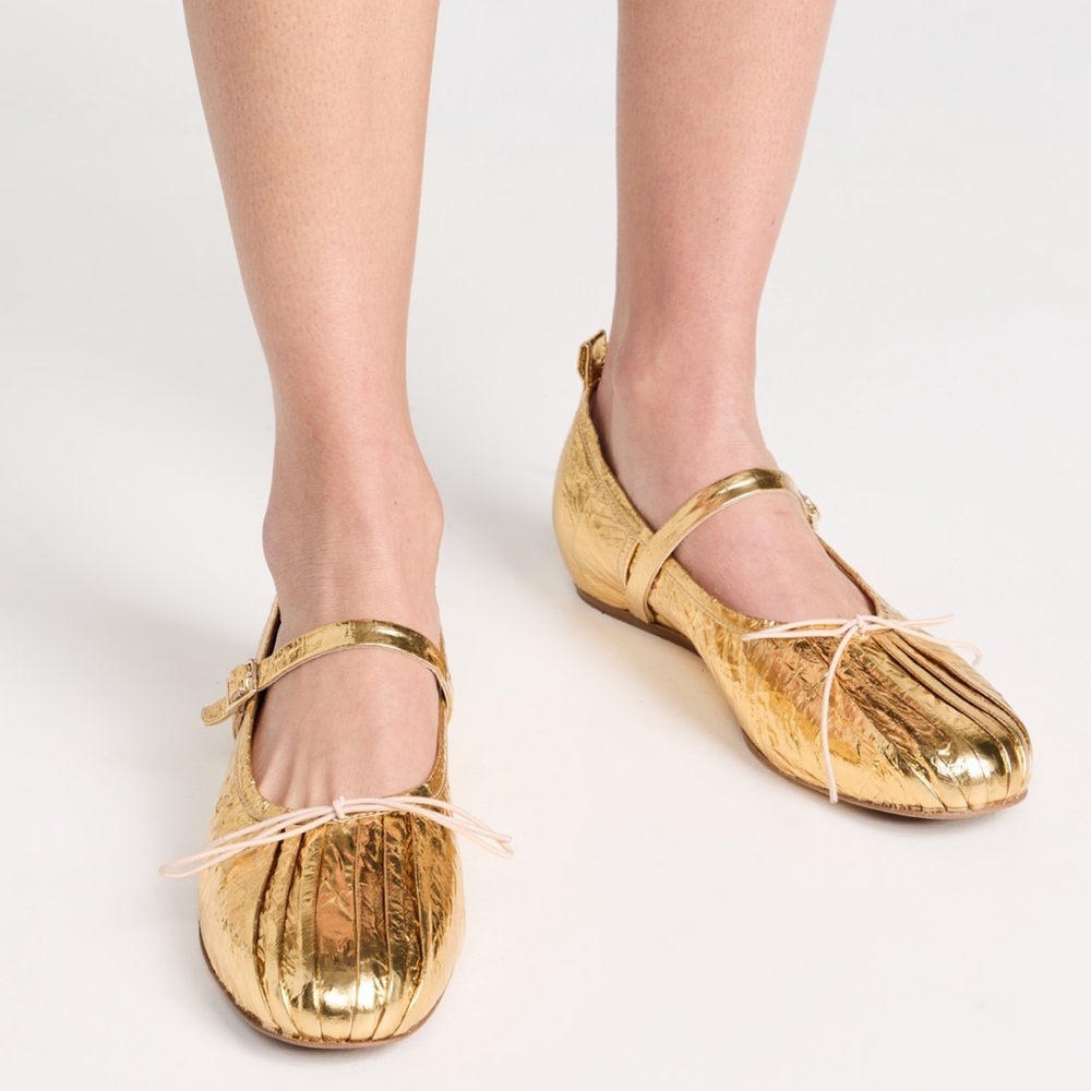 Simone Rocha Metallic Pleated Ballet Flats ✨
